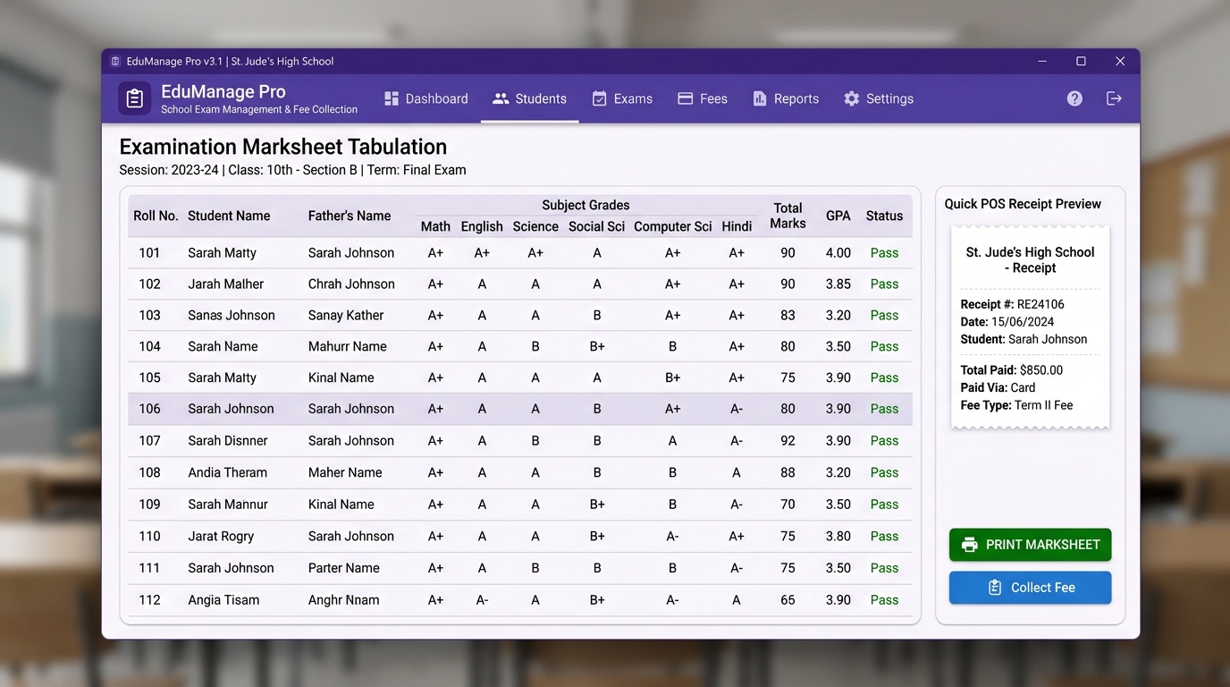 Desktop IDE Marksheet & POS